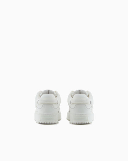 Emporio Armani Leather Sneakers With Oversized Ea Patch White