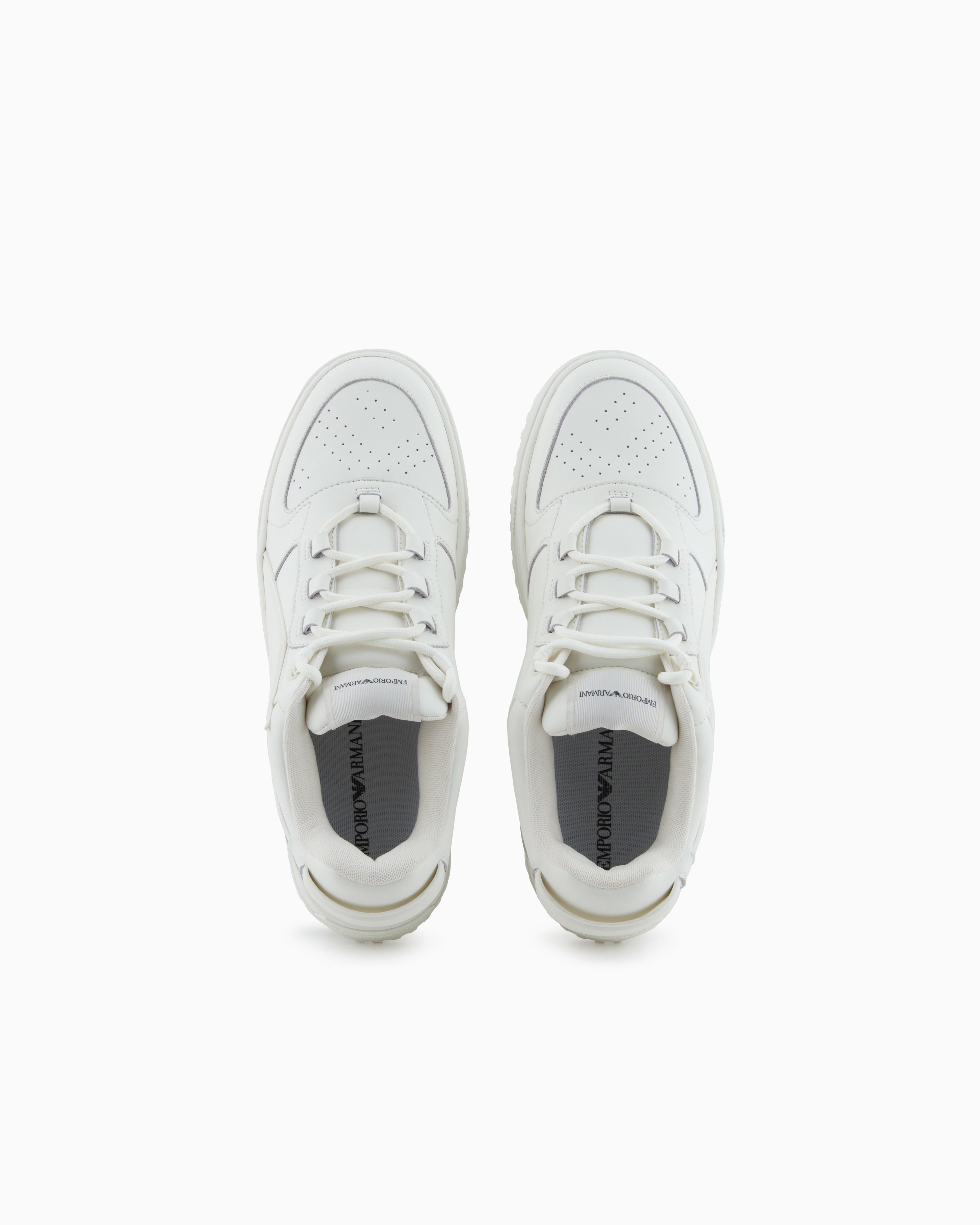 Emporio Armani Leather Sneakers With Oversized Ea Patch White