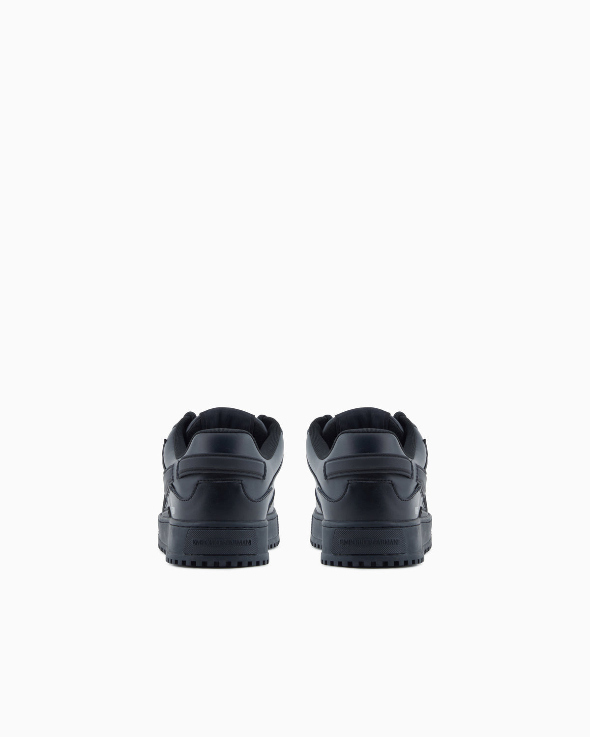 Emporio Armani Leather Sneakers With Oversized Ea Patch Black