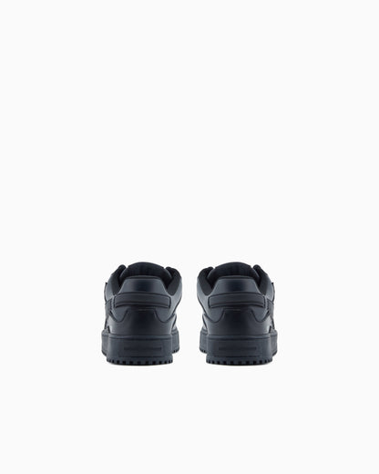 Emporio Armani Leather Sneakers With Oversized Ea Patch Black