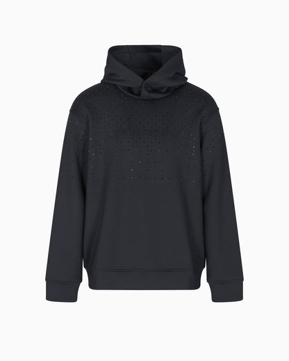 Emporio Armani Clubwear double-jersey hooded sweatshirt with rhinestones