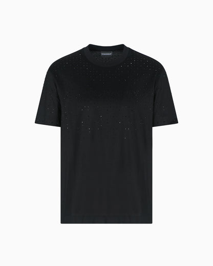 Emporio Armani Clubwear T-shirt in a Lyocell blend jersey with rhinestones