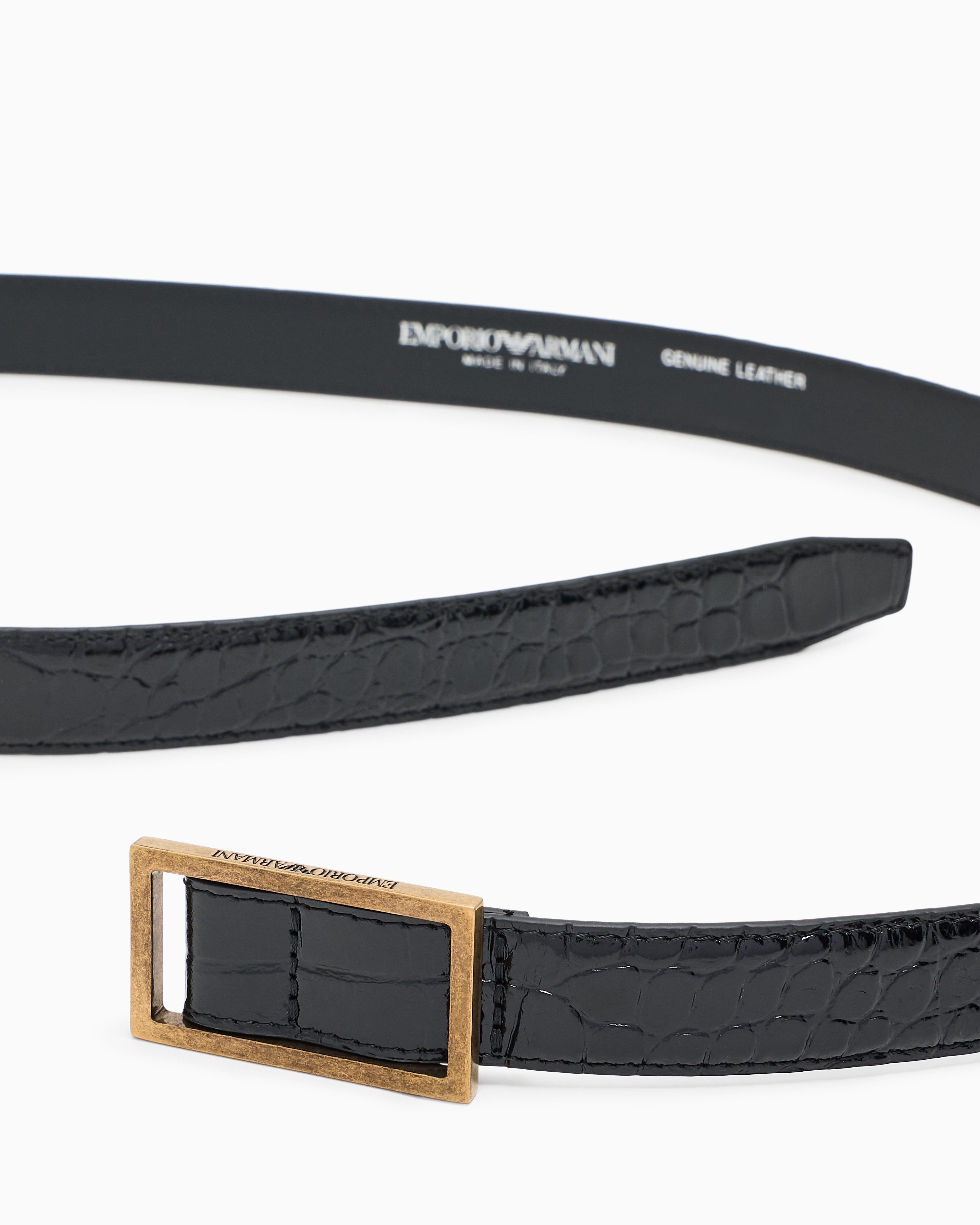 Emporio Armani Belt in mock-croc leather with plate