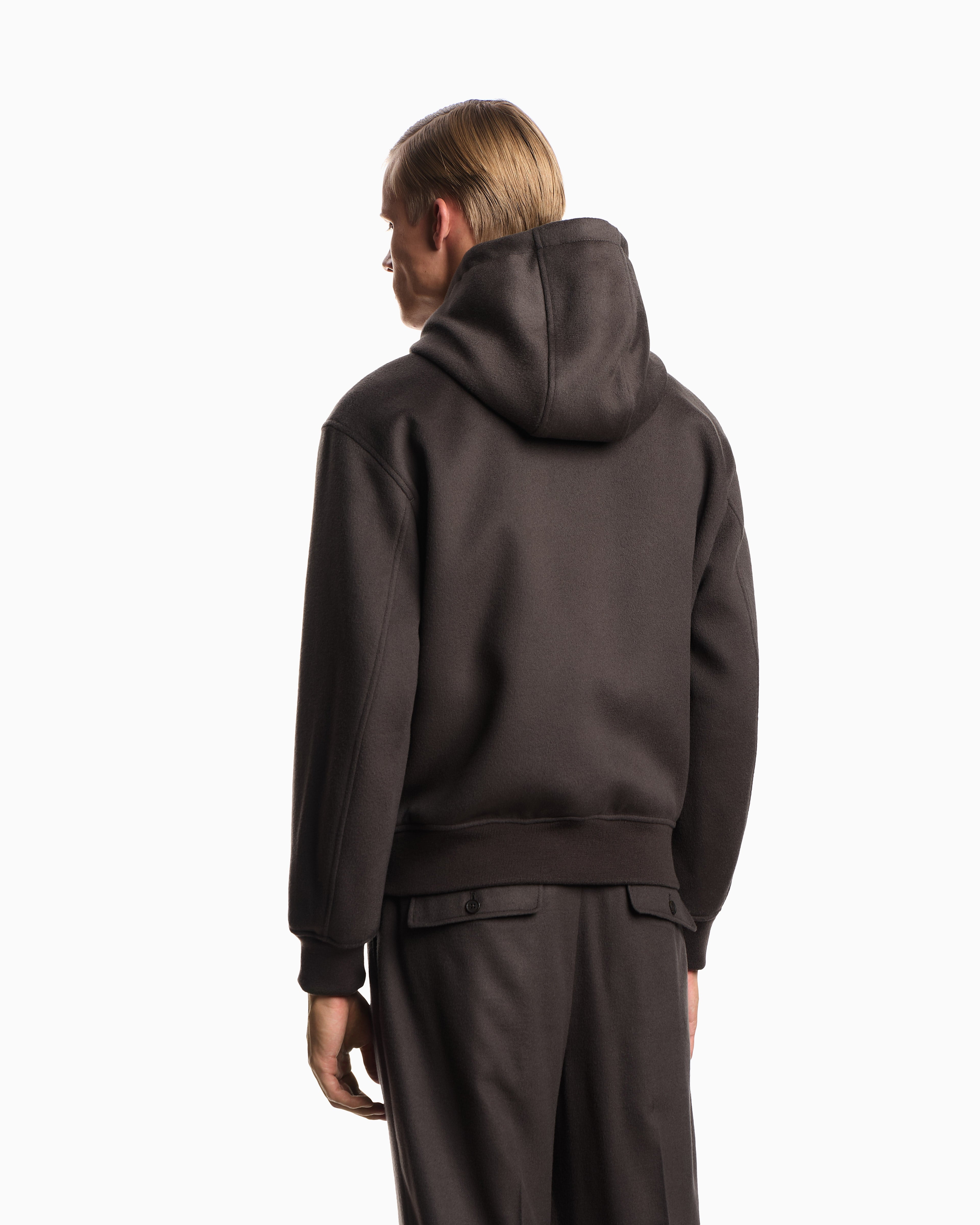 Emporio Armani Hooded blouson in virgin wool cloth