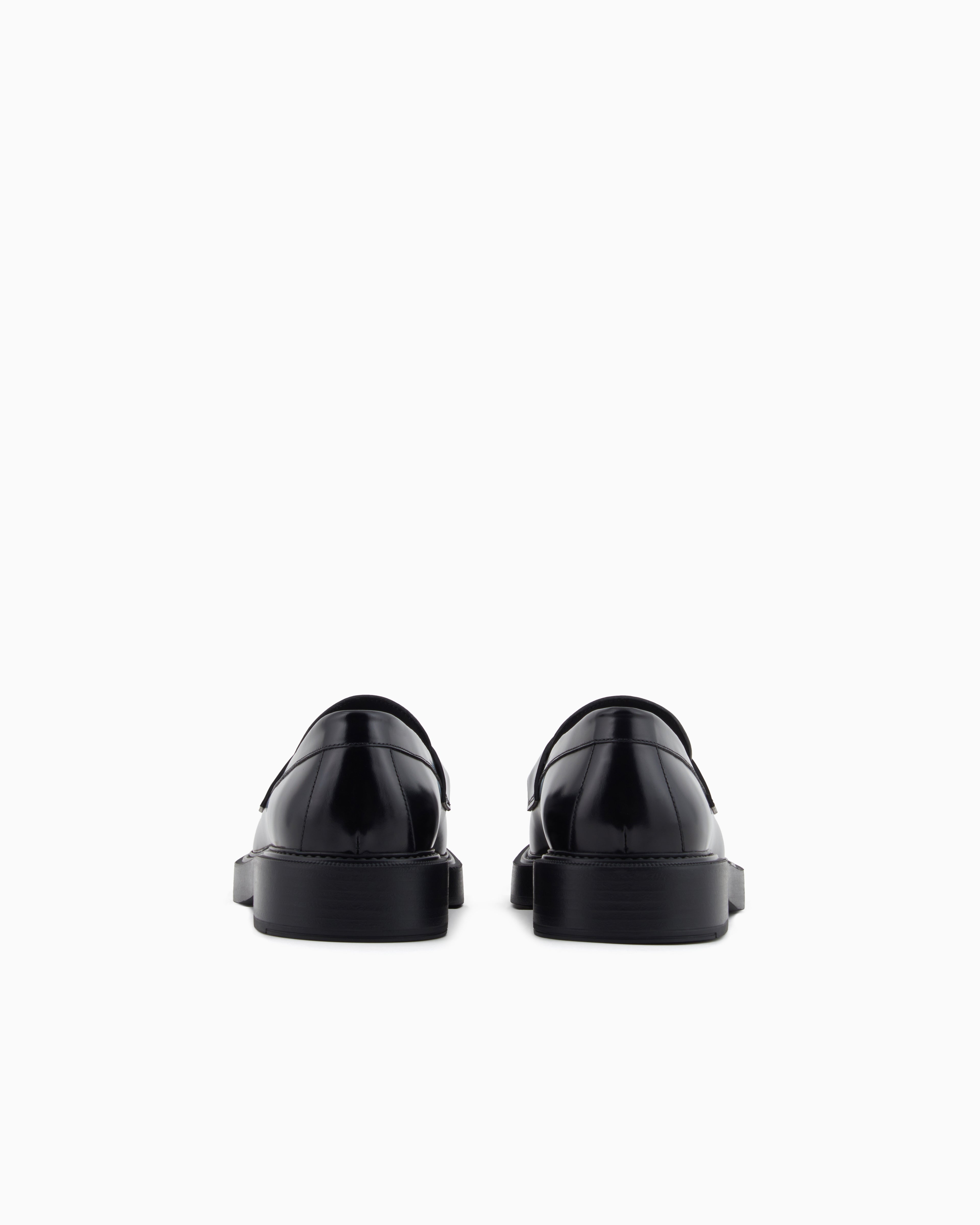 Emporio Armani Brushed Leather Loafers Black