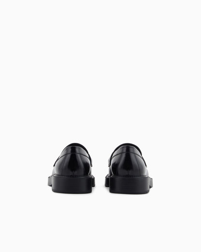 Emporio Armani Brushed Leather Loafers Black