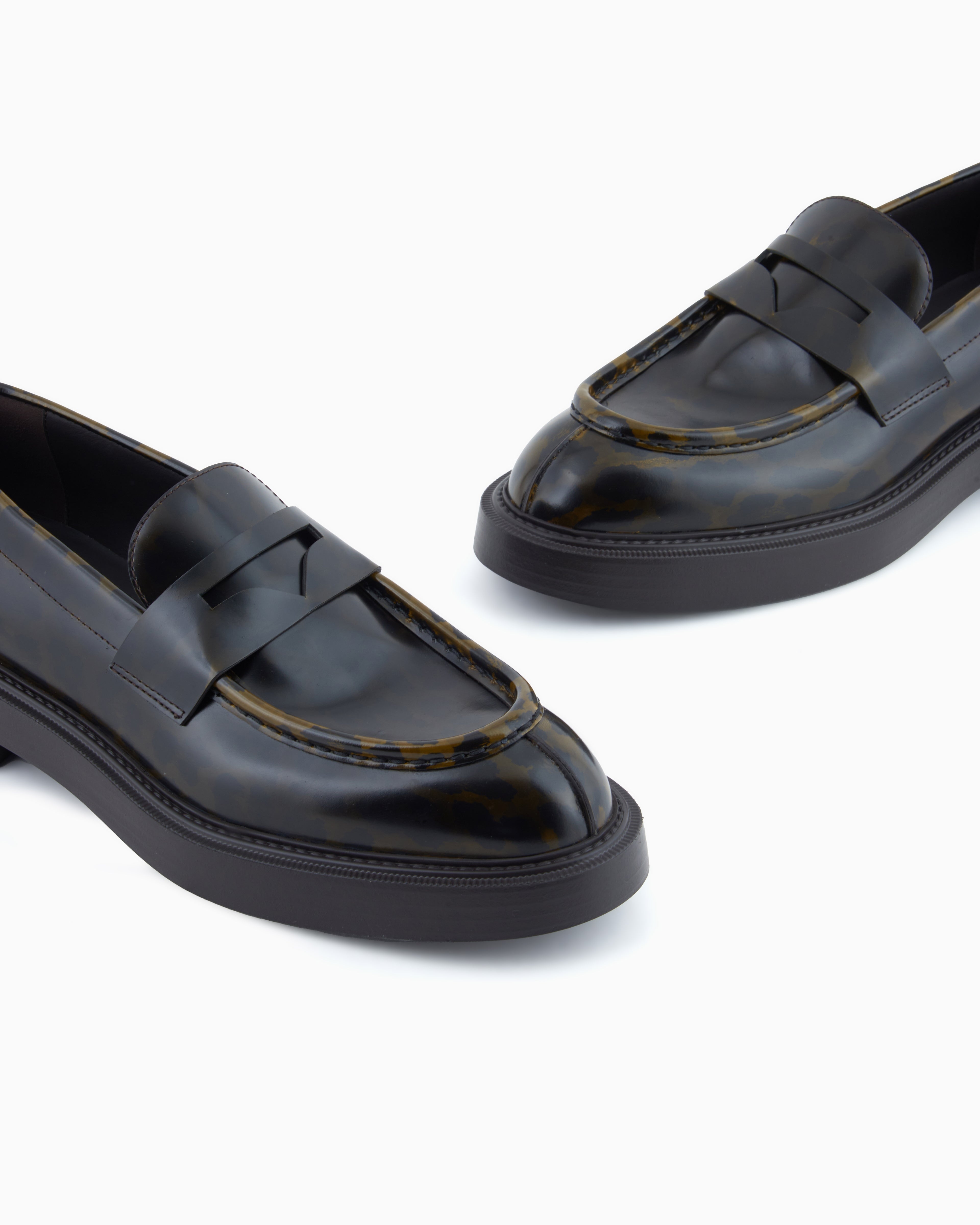 Emporio Armani Speckled Leather Loafers Patterned