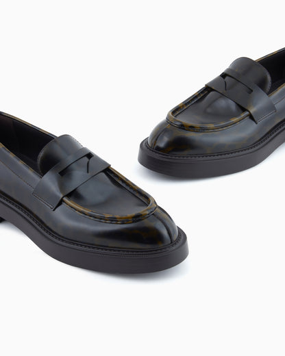 Emporio Armani Speckled Leather Loafers Patterned