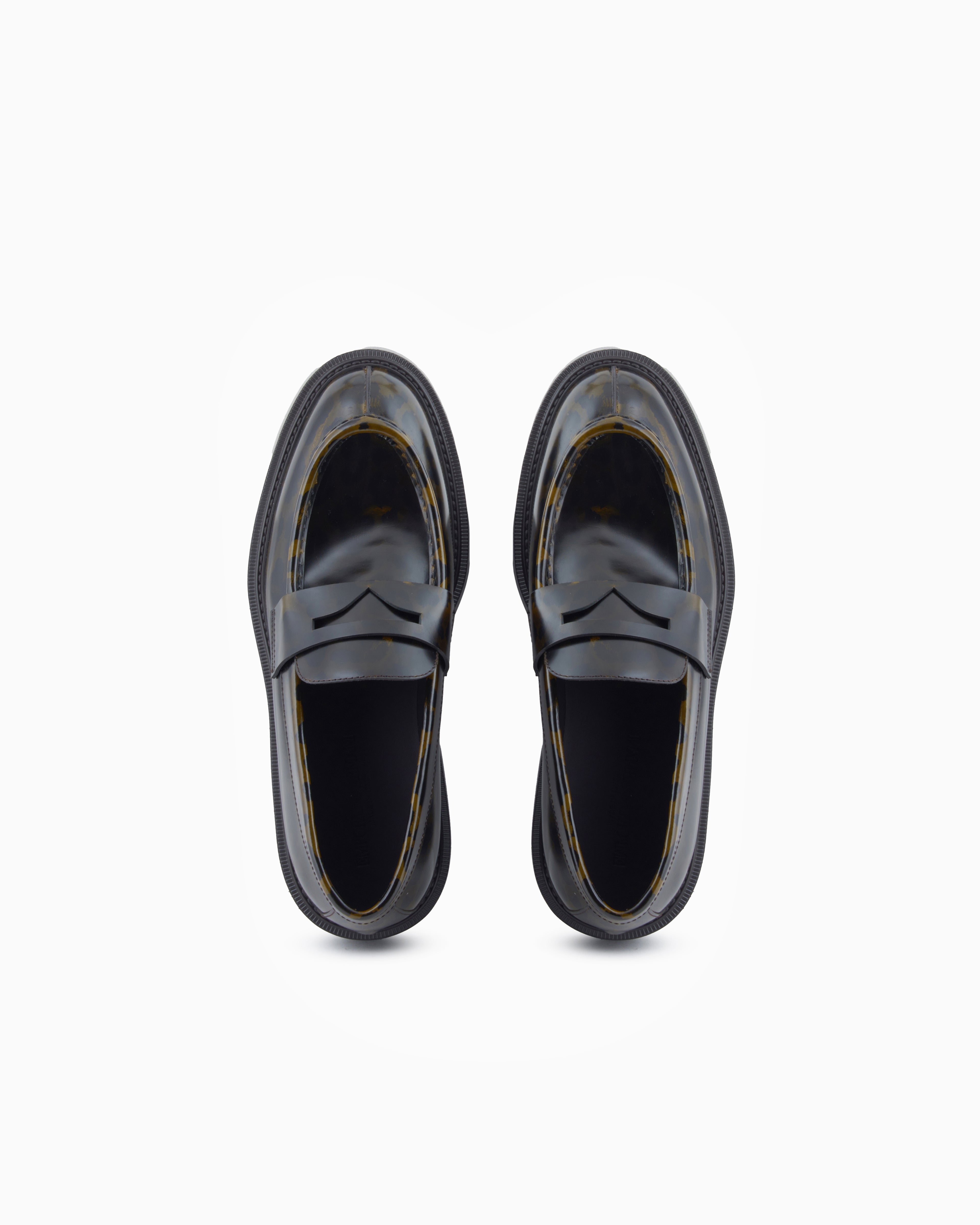 Emporio Armani Speckled Leather Loafers Patterned