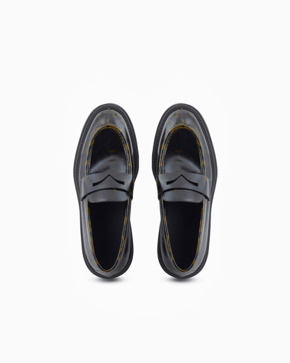 Emporio Armani Speckled Leather Loafers Patterned