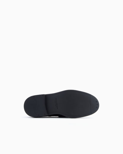 Emporio Armani Animal-Print Velvet Loafers Black