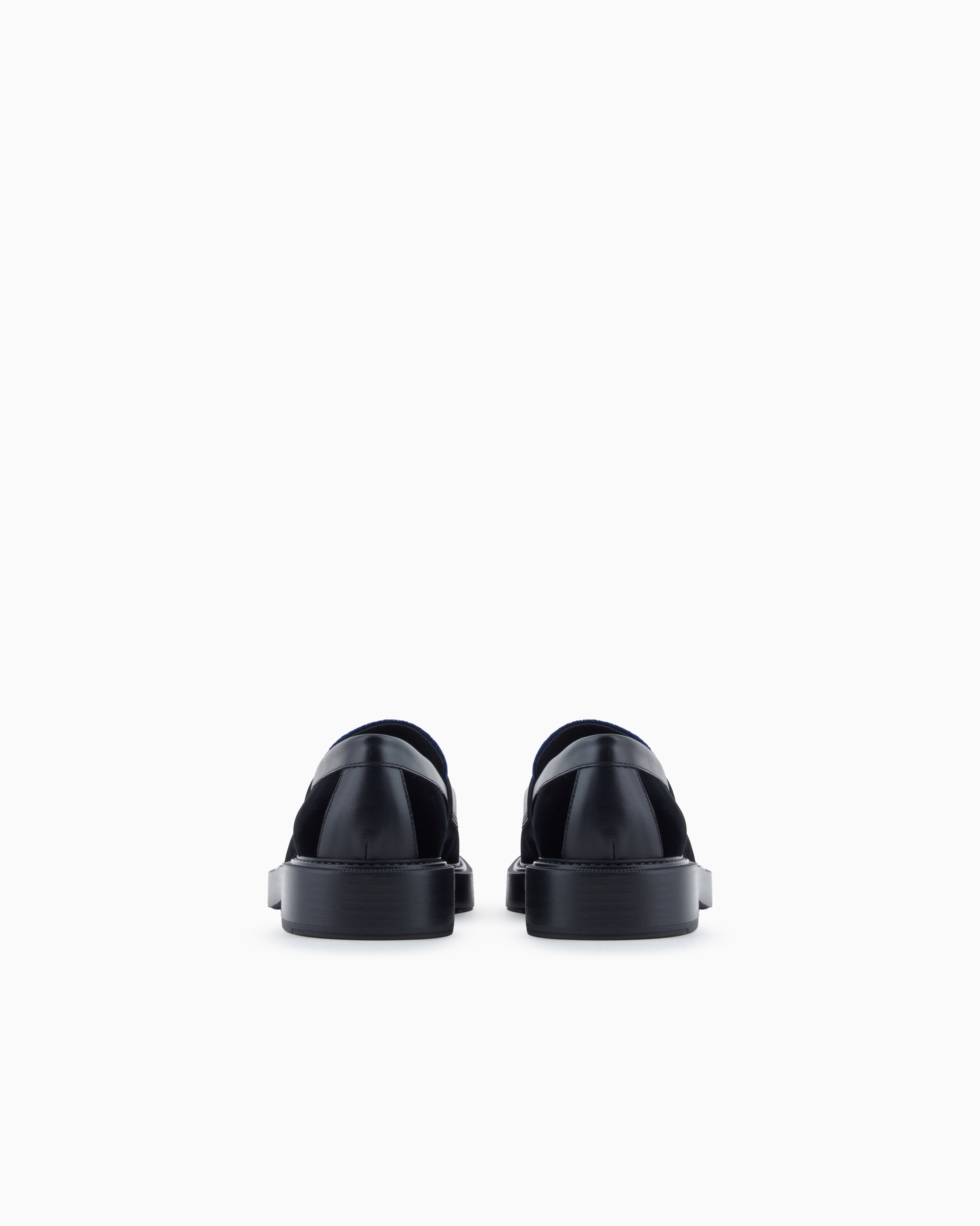 Emporio Armani Animal-Print Velvet Loafers Black
