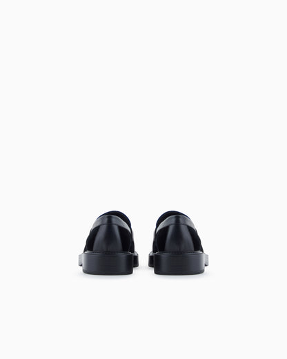 Emporio Armani Animal-Print Velvet Loafers Black