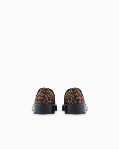 Emporio Armani Speckled Ponyskin Leather Look Loafers Patterned
