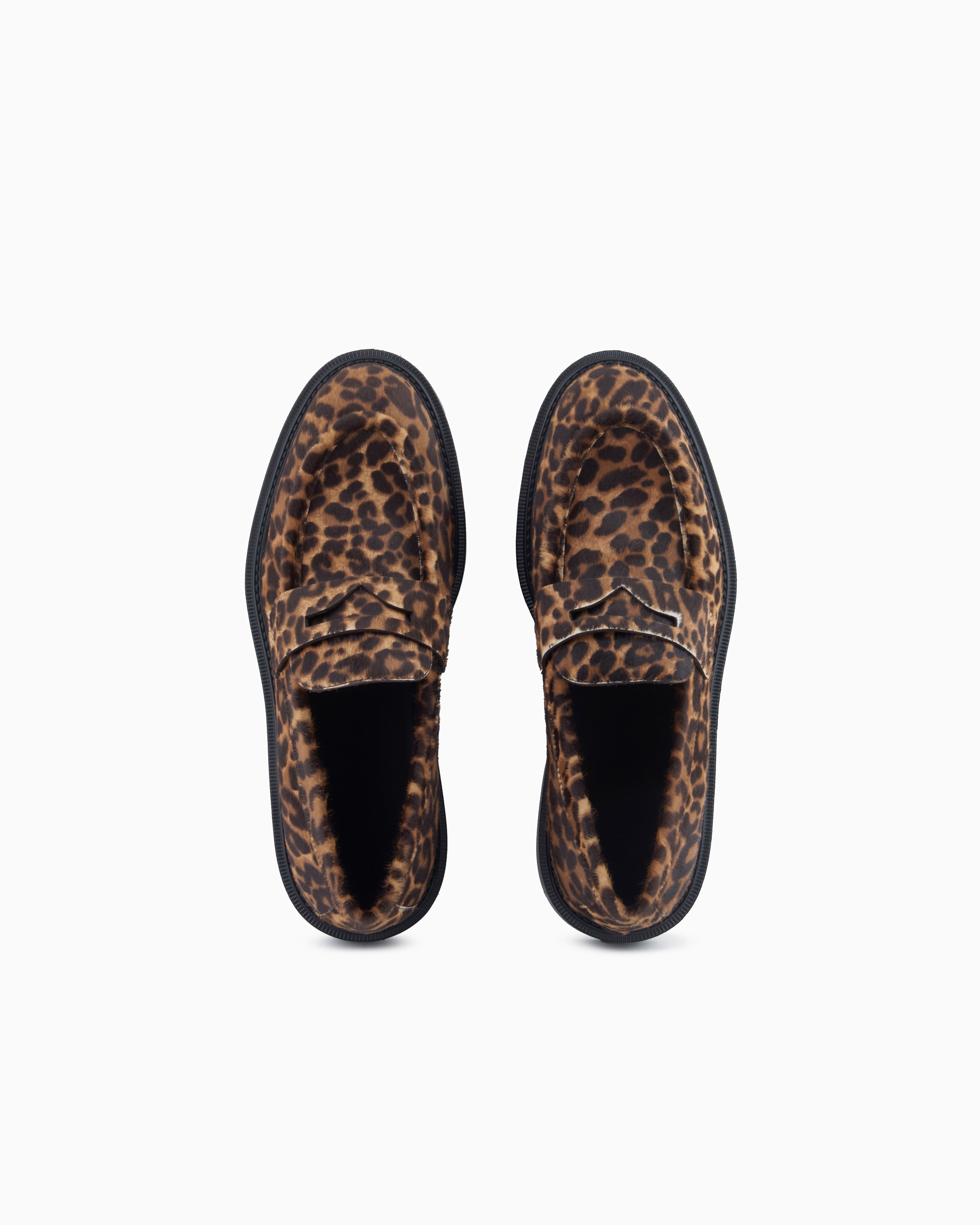 Emporio Armani Speckled Ponyskin Leather Look Loafers Patterned