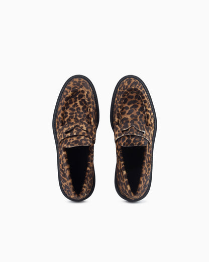 Emporio Armani Speckled Ponyskin Leather Look Loafers Patterned