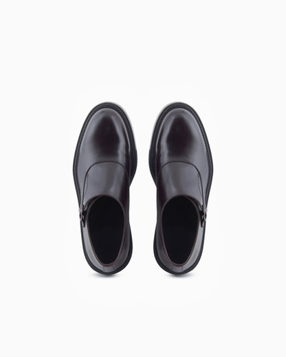 Emporio Armani Brushed Leather Monkstraps Brown