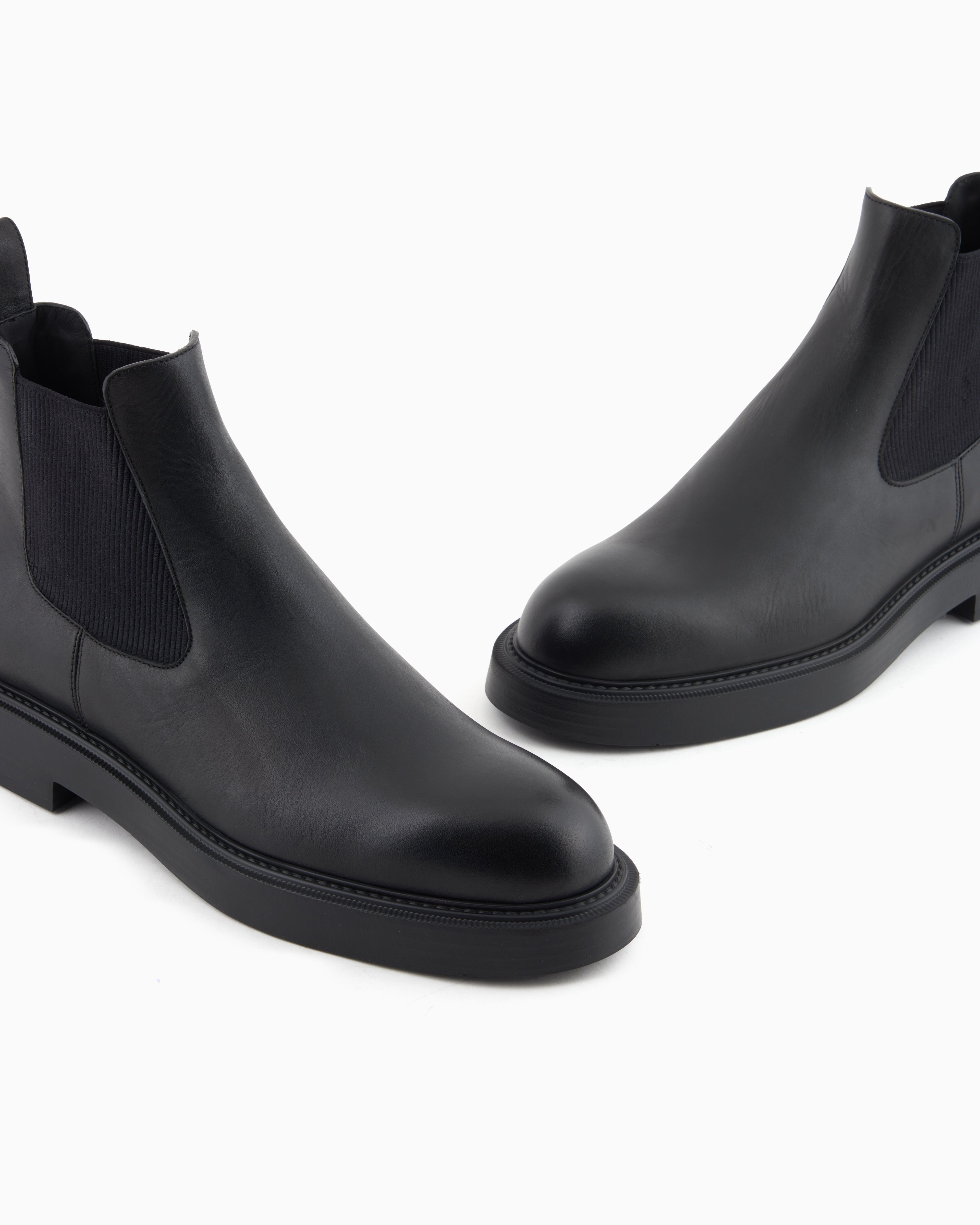 Emporio Armani Dappled Leather Beatle Boots Black