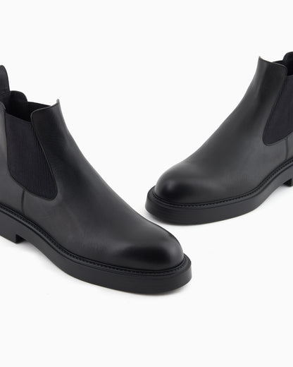 Emporio Armani Dappled Leather Beatle Boots Black