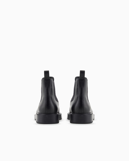 Emporio Armani Dappled Leather Beatle Boots Black