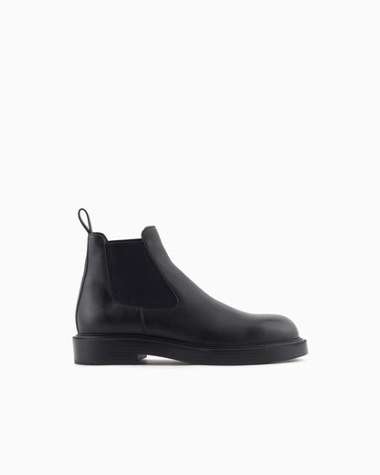 Emporio Armani Dappled Leather Beatle Boots Black