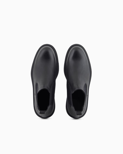 Emporio Armani Dappled Leather Beatle Boots Black
