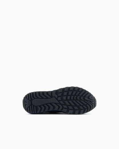 Emporio Armani Low-Top Sneakers In Suede And Mesh With A Rubber Sole Blue