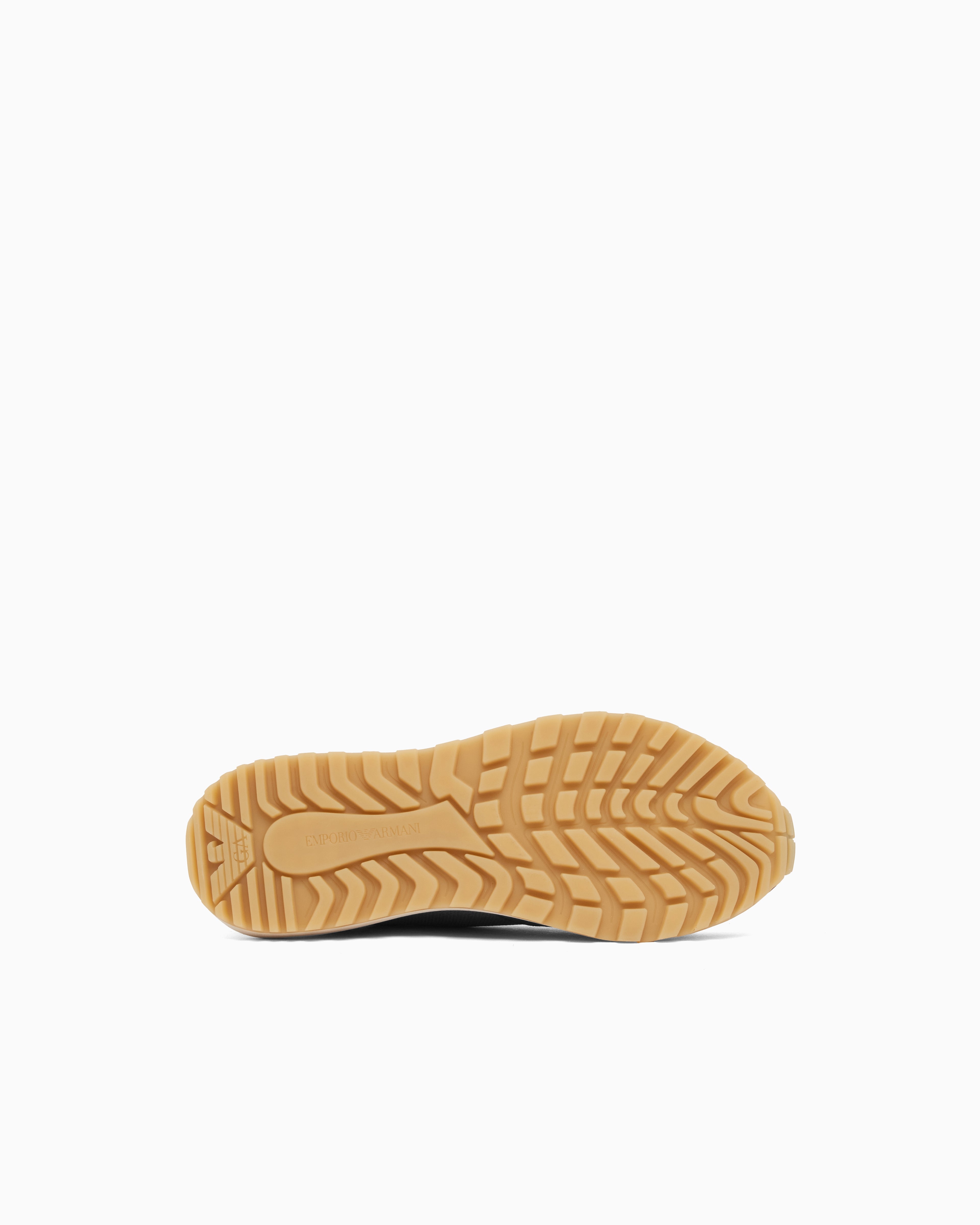 Emporio Armani Low-Top Sneakers In Suede And Mesh With A Rubber Sole Green