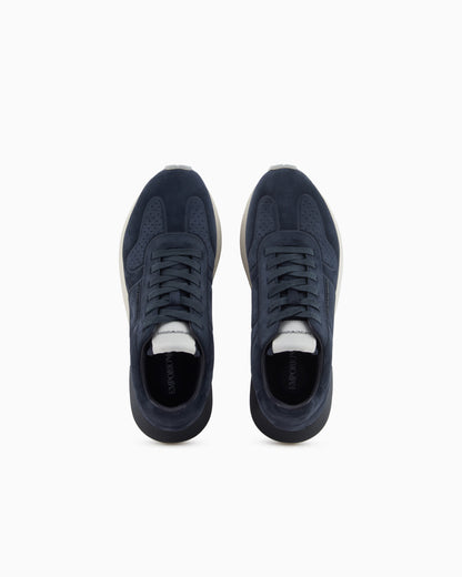 Emporio Armani Suede Sneakers Navy Blue
