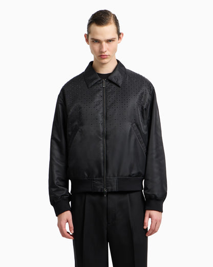 Emporio Armani Clubwear satin bomber jacket with rhinestones