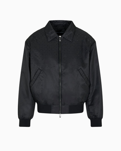Emporio Armani Clubwear satin bomber jacket with rhinestones