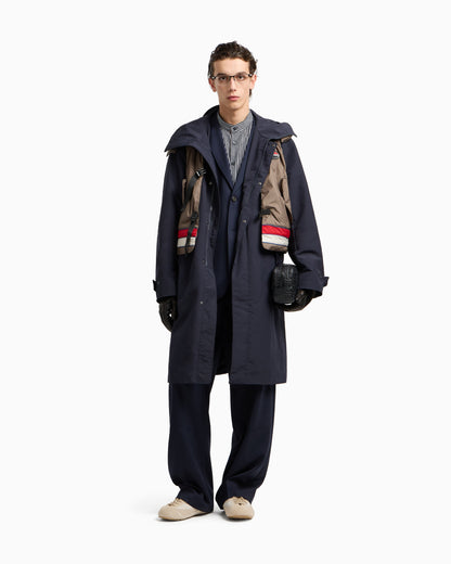 Emporio Armani Chenille shirt with a guru collar with a striped motif