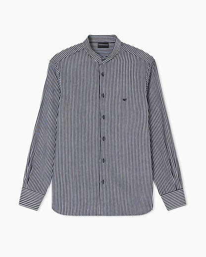 Emporio Armani Chenille shirt with a guru collar with a striped motif