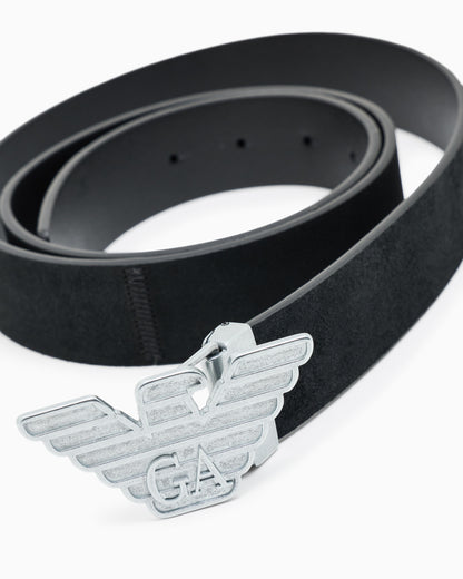Emporio Armani New York smooth leather belt with eagle plate