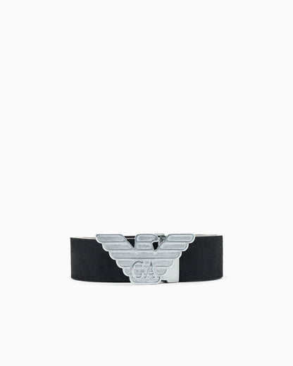 Emporio Armani New York smooth leather belt with eagle plate