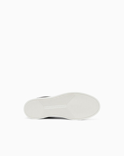Emporio Armani Nylon Sneakers With Jacquard All-Over Eagle Black