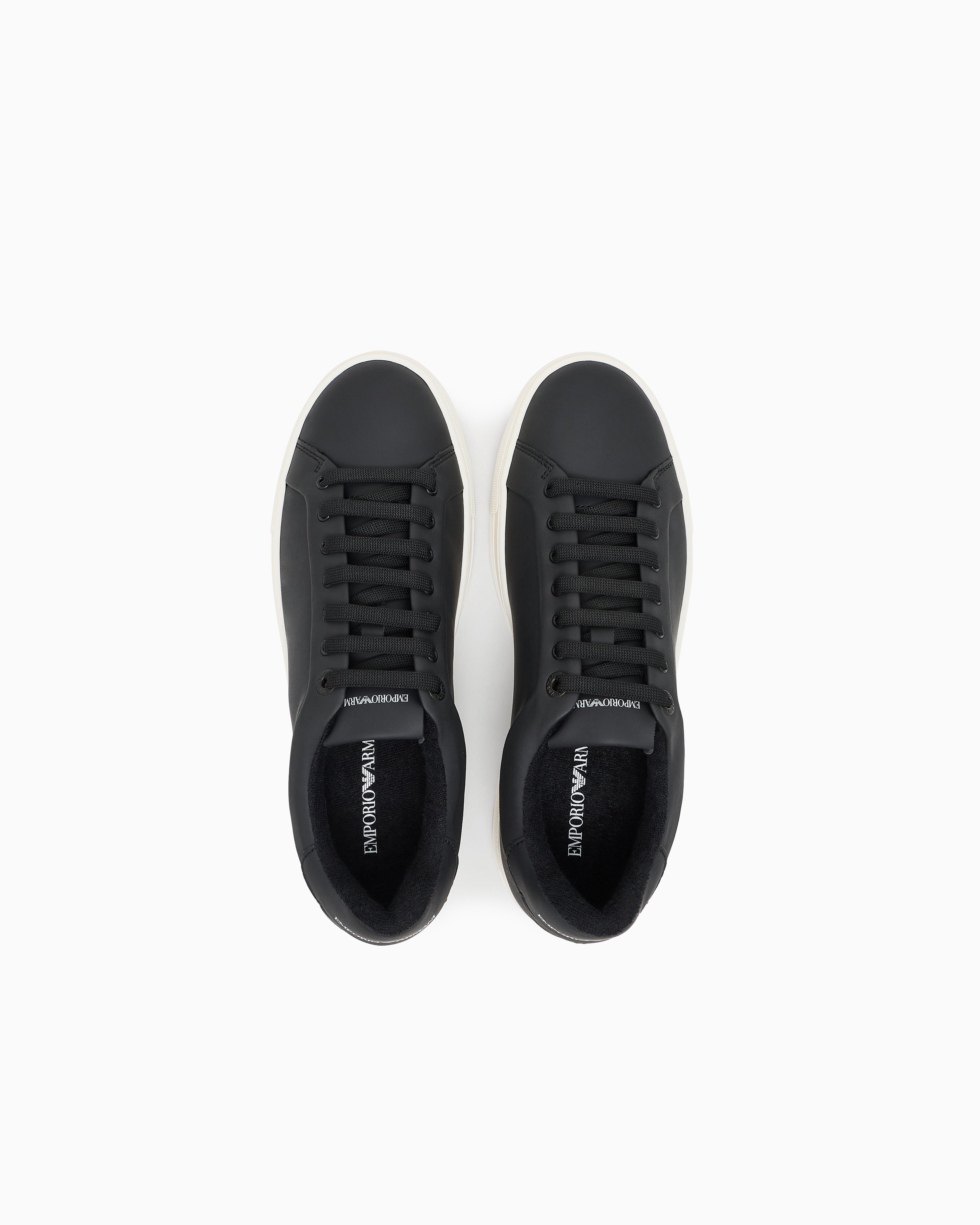 Emporio Armani Supple Leather Sneakers Black