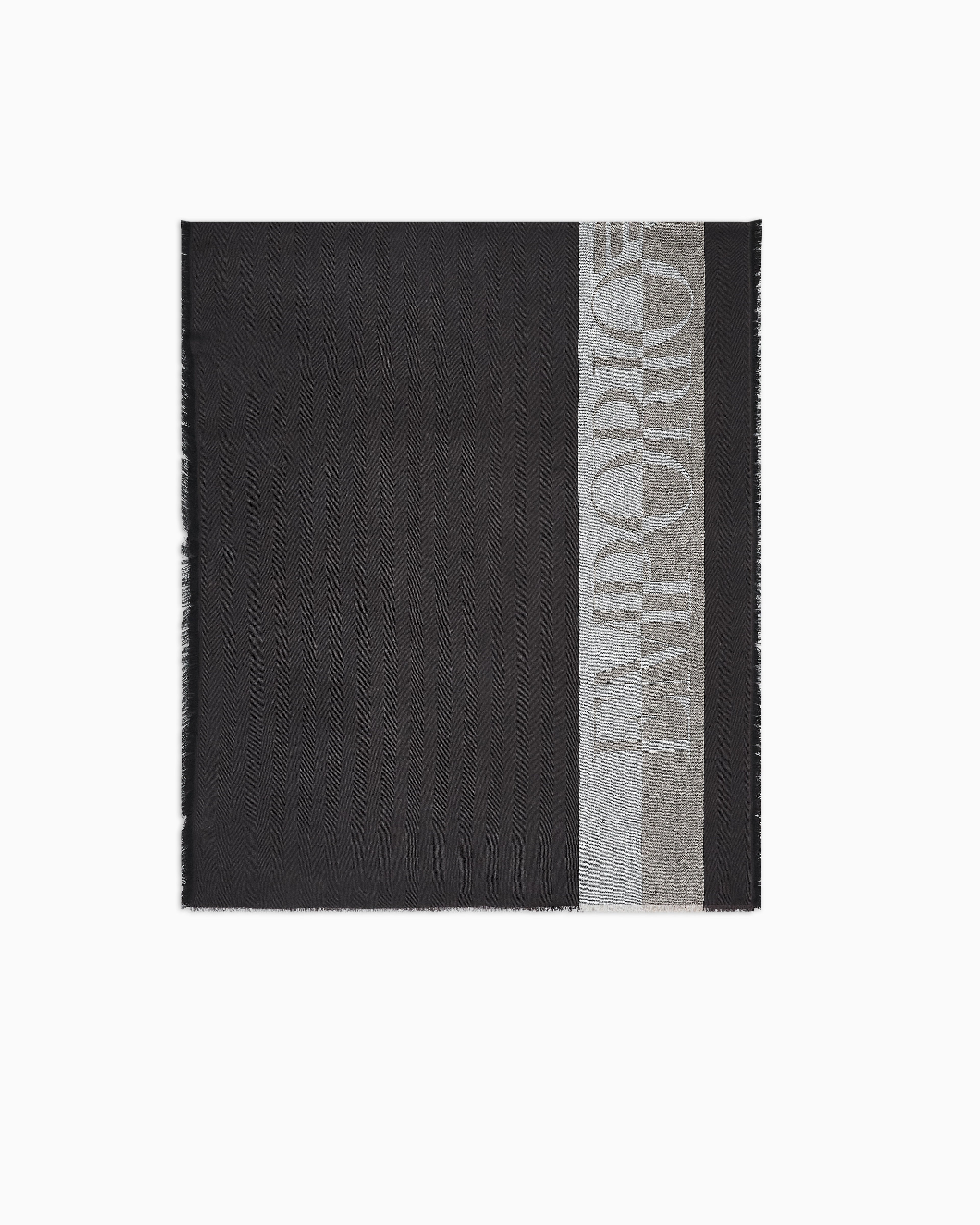 Emporio Armani Striped scarf with oversized logo