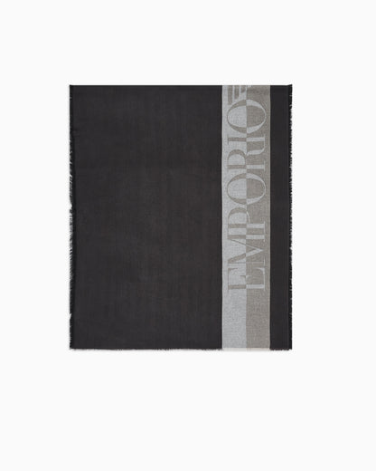 Emporio Armani Striped scarf with oversized logo