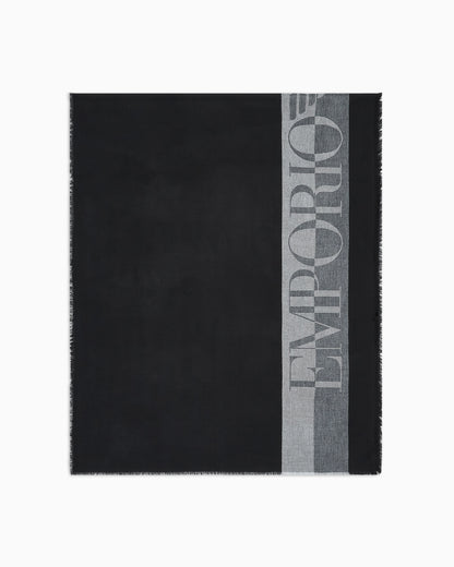 Emporio Armani Striped scarf with oversized logo