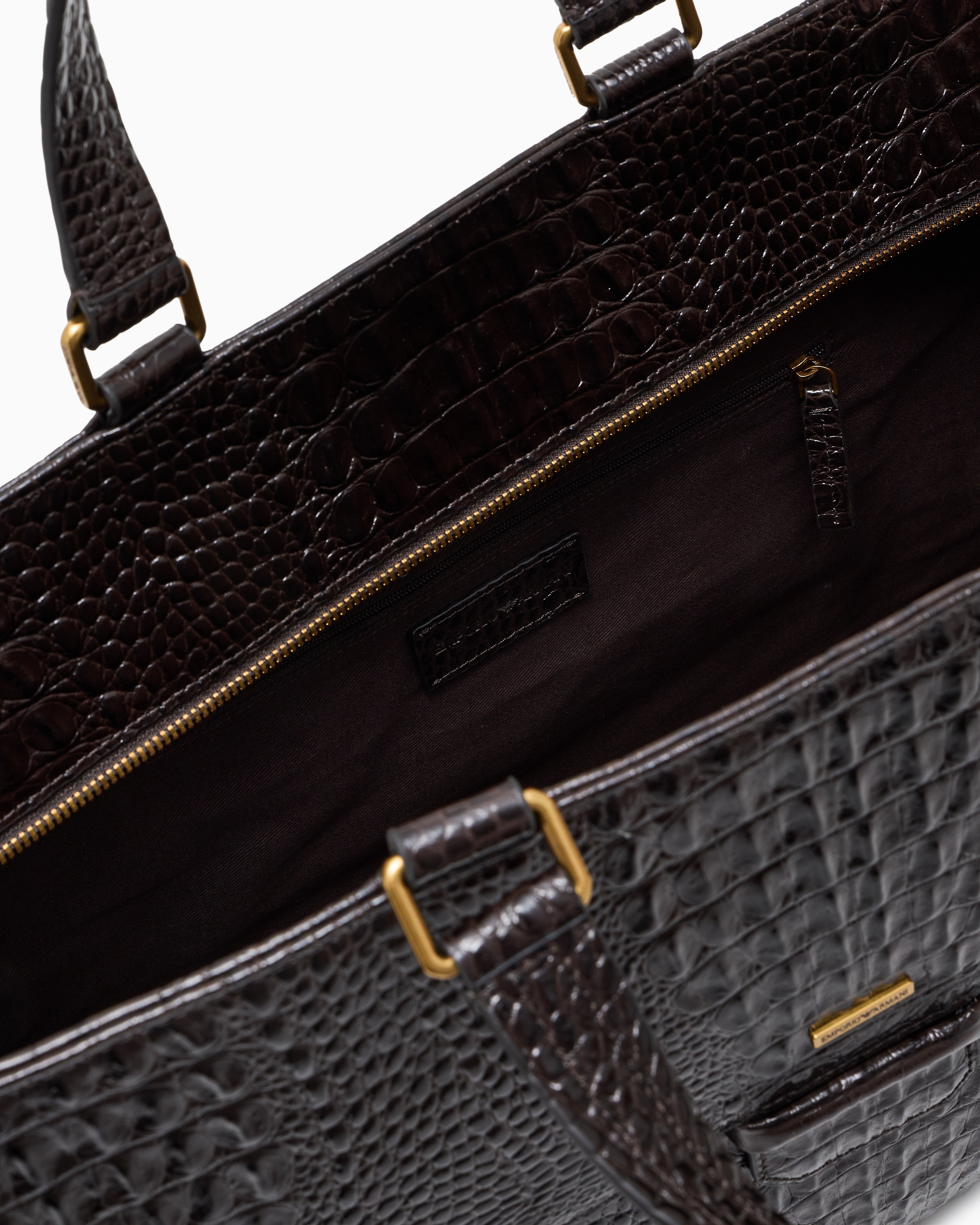 Emporio Armani Crocodile-embossed leather briefcase