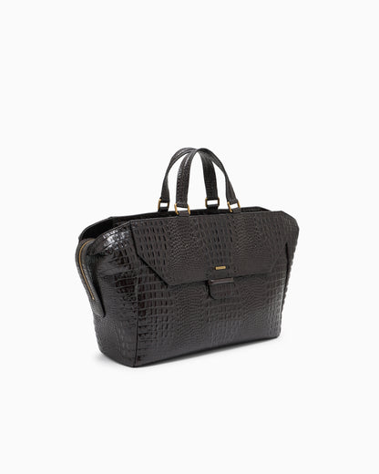 Emporio Armani Crocodile-embossed leather briefcase