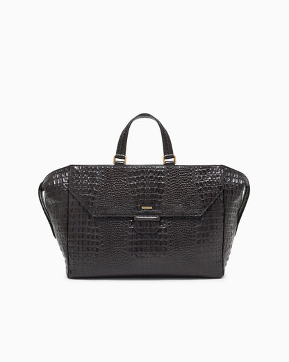 Emporio Armani Crocodile-embossed leather briefcase