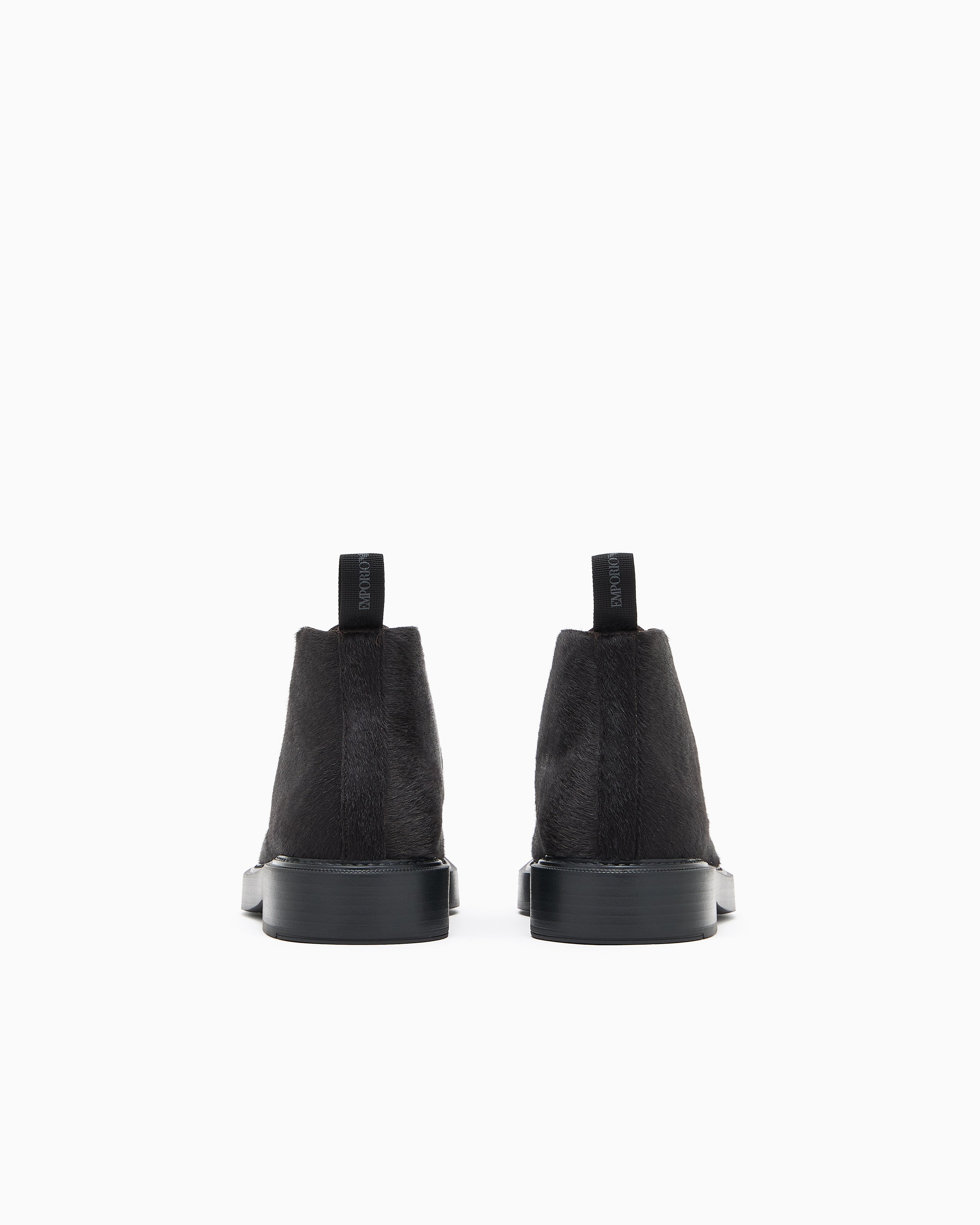 Emporio Armani Calfskin Pony Hair Chukka Boots Black