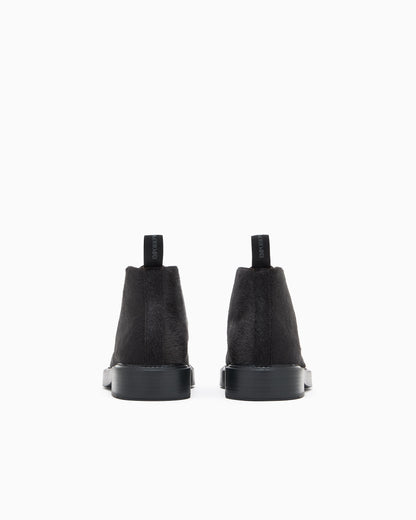 Emporio Armani Calfskin Pony Hair Chukka Boots Black