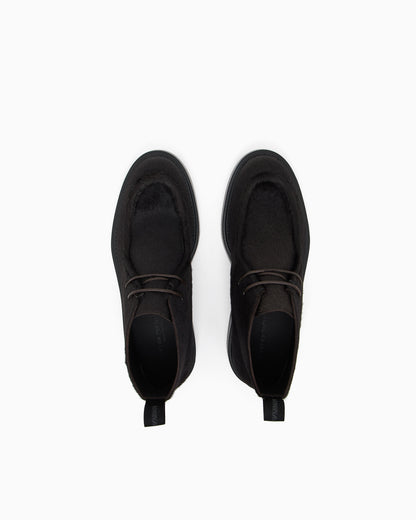 Emporio Armani Calfskin Pony Hair Chukka Boots Black