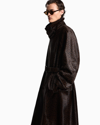 Emporio Armani Animal-print pony hair trench coat
