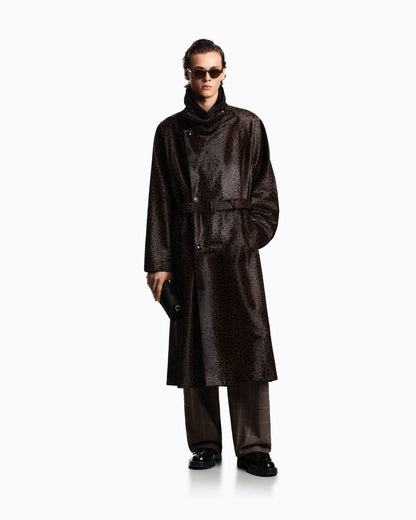 Emporio Armani Animal-print pony hair trench coat