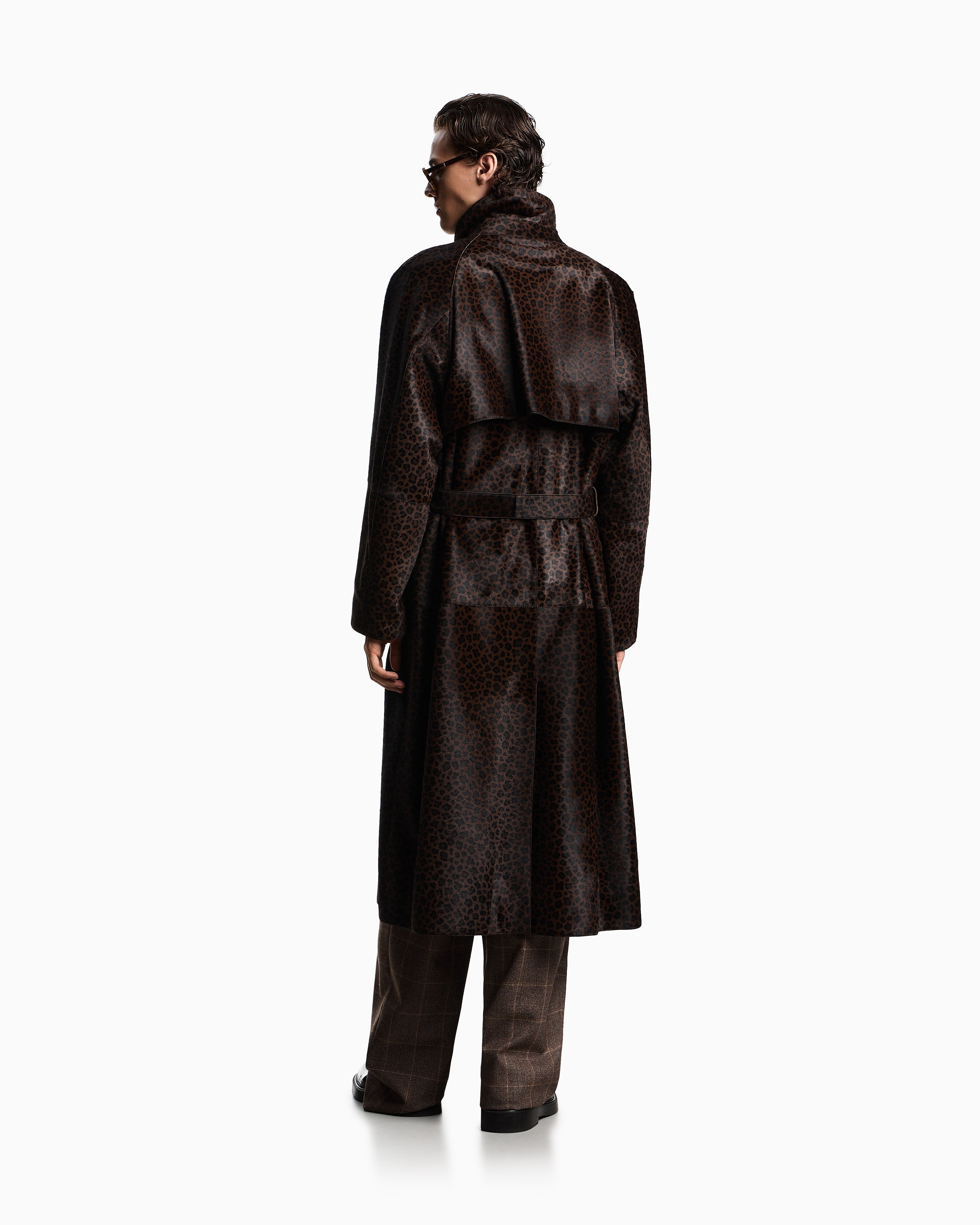 Emporio Armani Animal-print pony hair trench coat