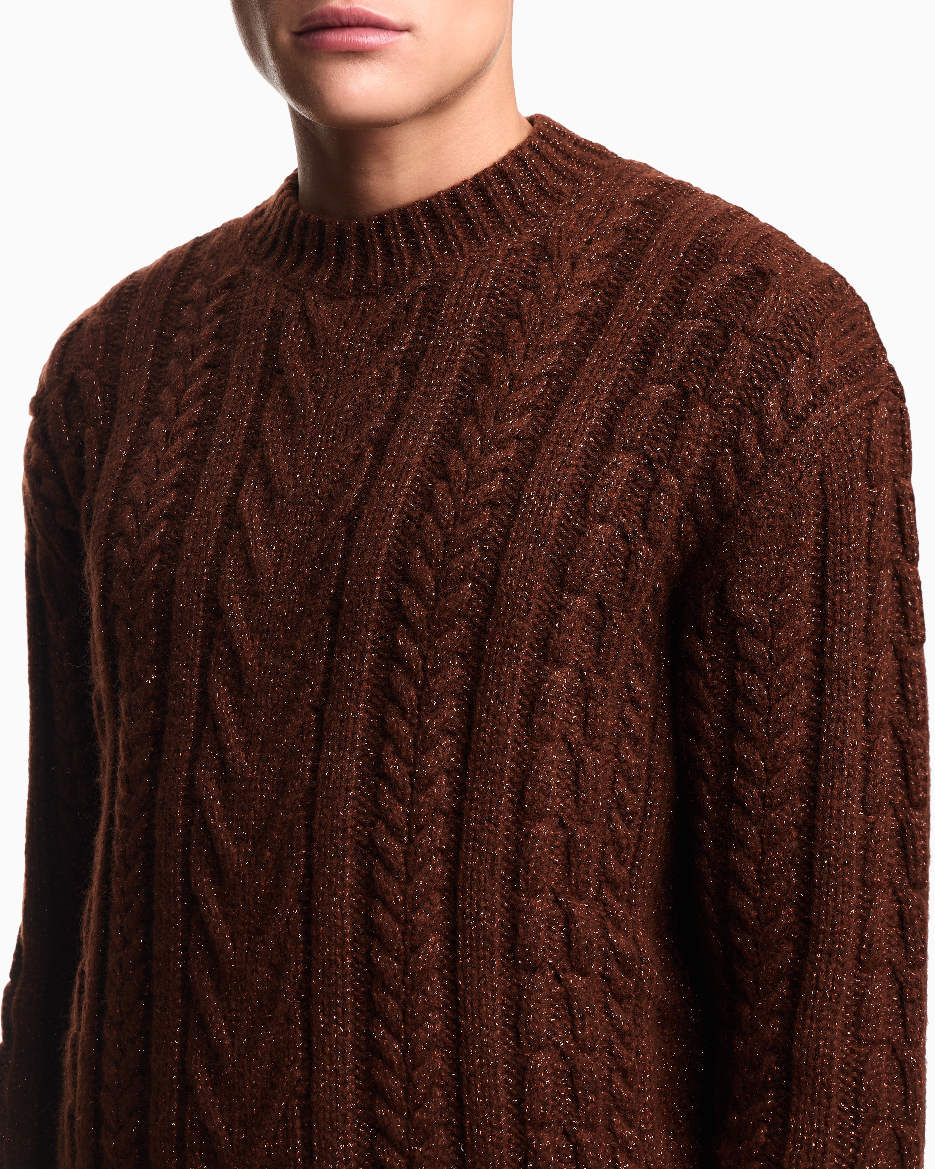 Emporio Armani Cable-knit jumper in a wool and lurex blend
